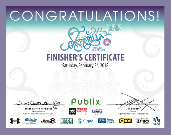 Finisher Certificates | Run Gasparilla